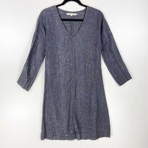 Xirena Shift Dress Gray Mini V Neck 3/4 Sleeve XS